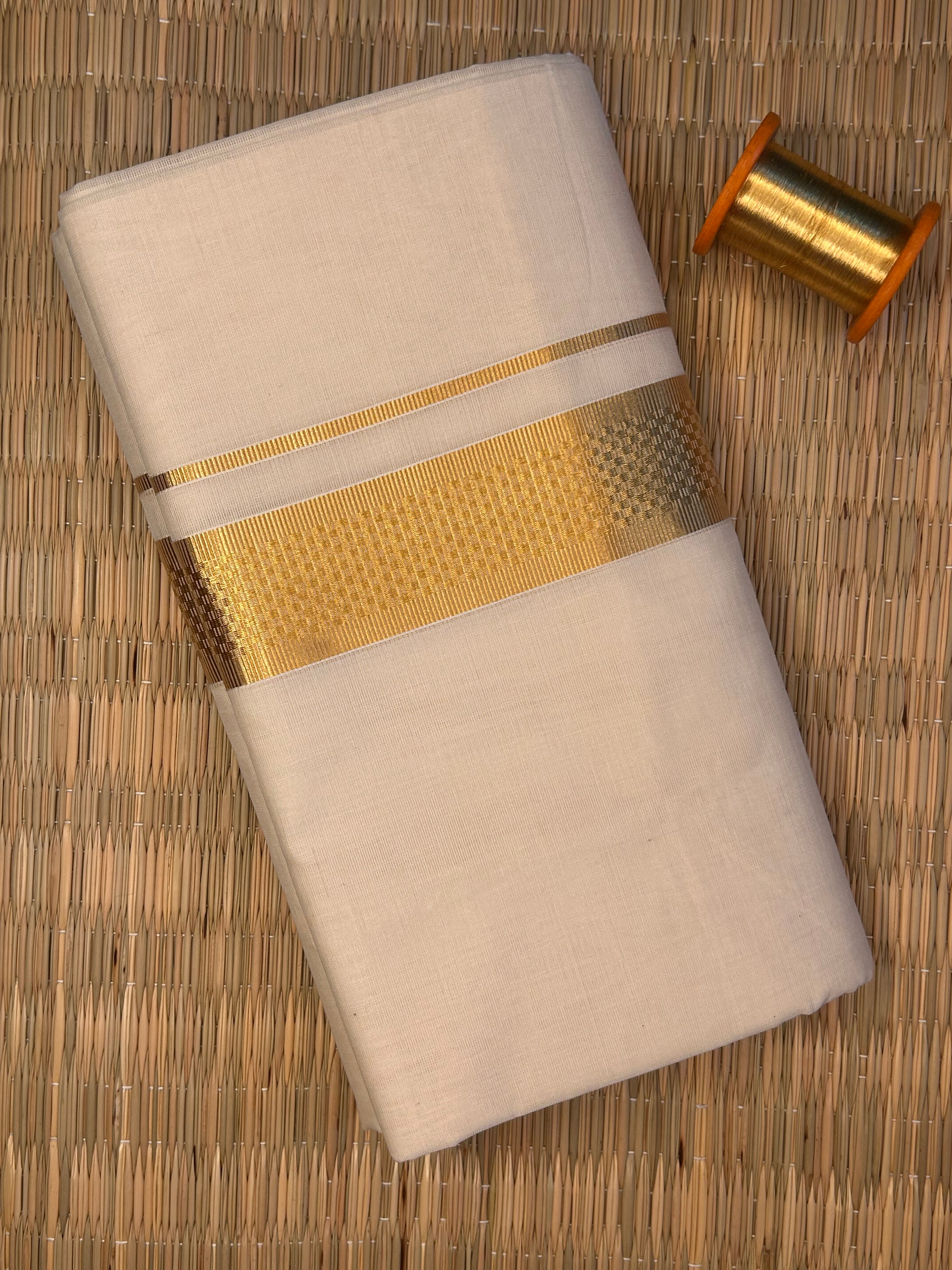 Gold Zari-Off White Handloom Dhothi