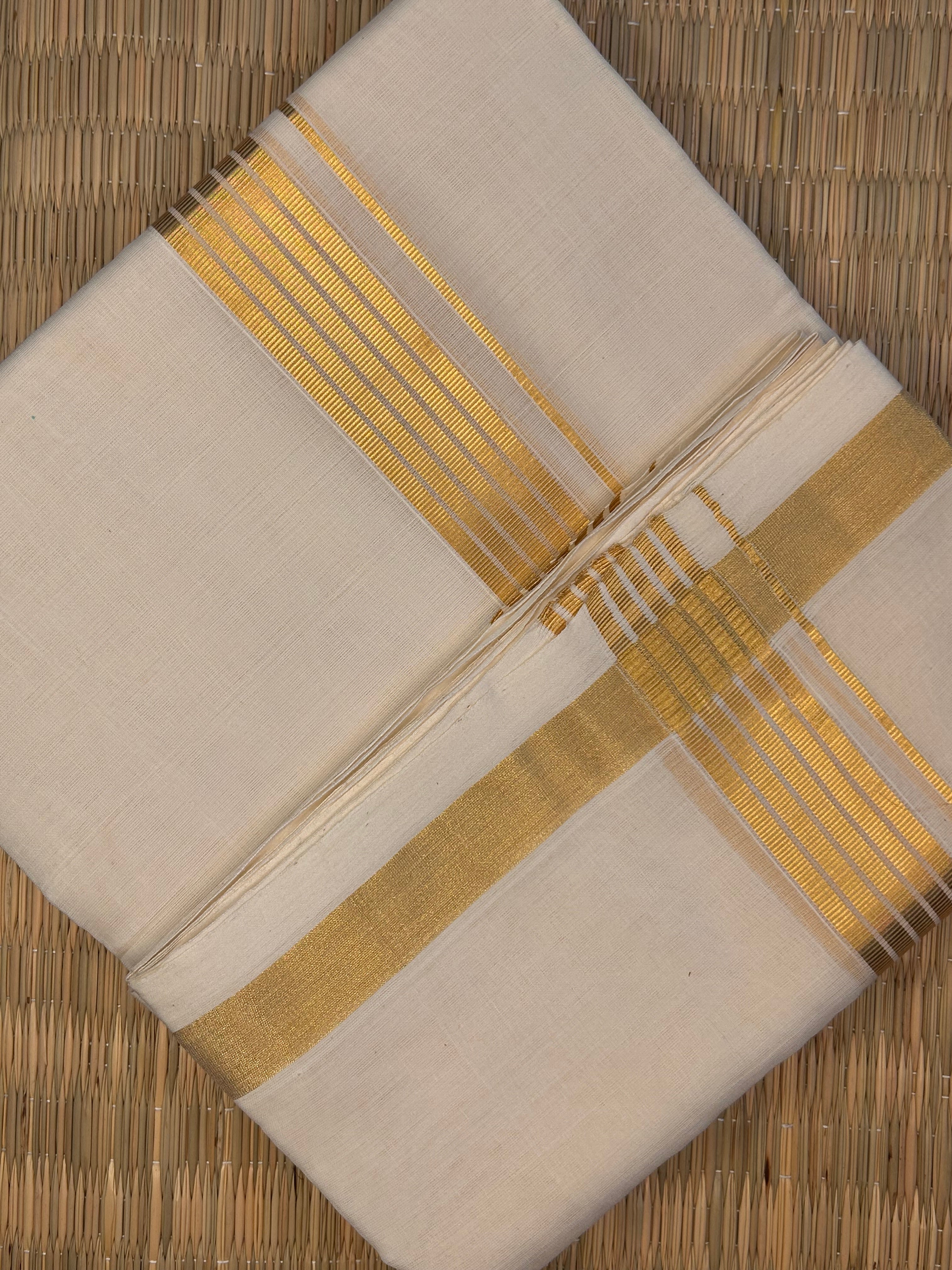 Gold Zari-Off White Handloom Dhoti