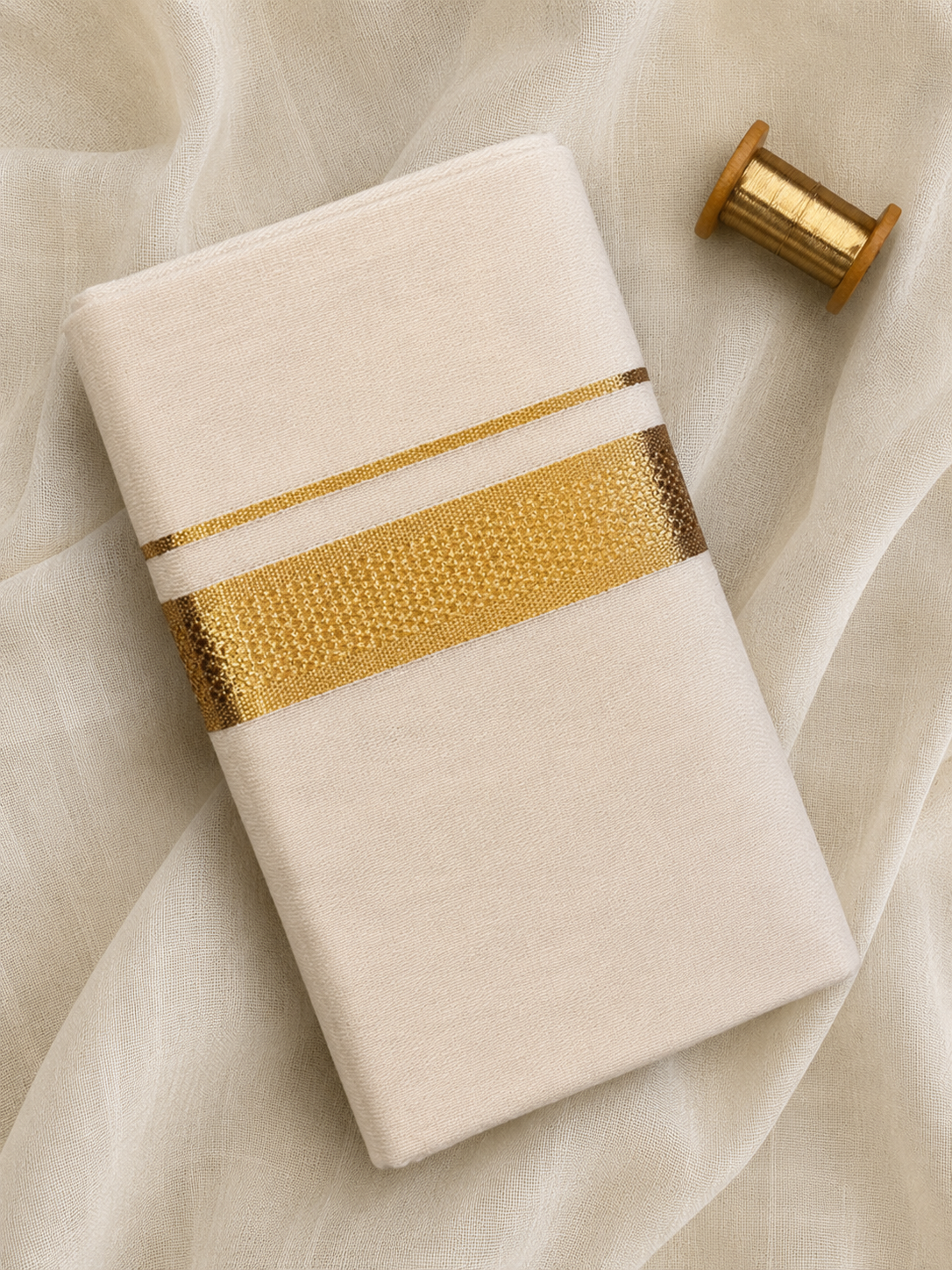 Gold Zari-Off White Handloom Dhothi
