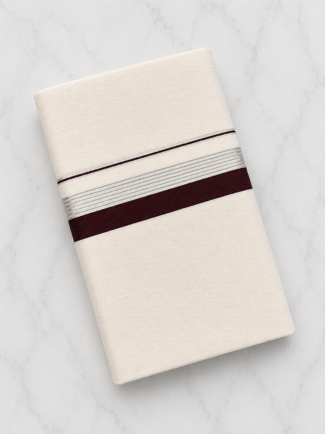 Silver and Maroon Zari-White Handloom Dhothi