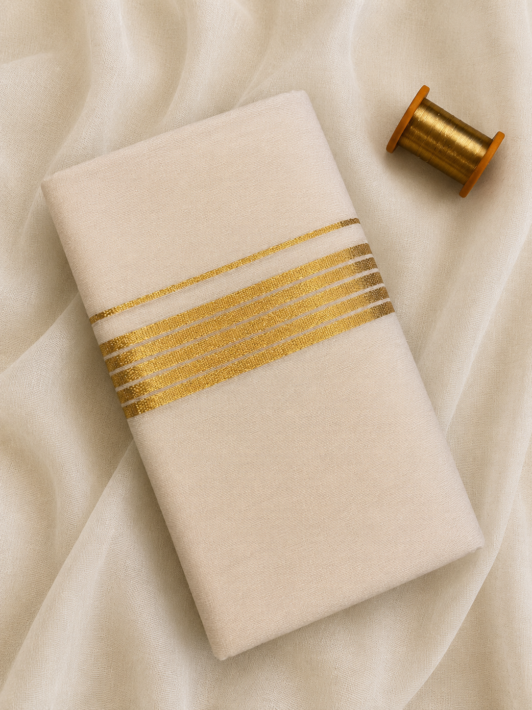 Gold Zari-Off White Handloom Dhothi