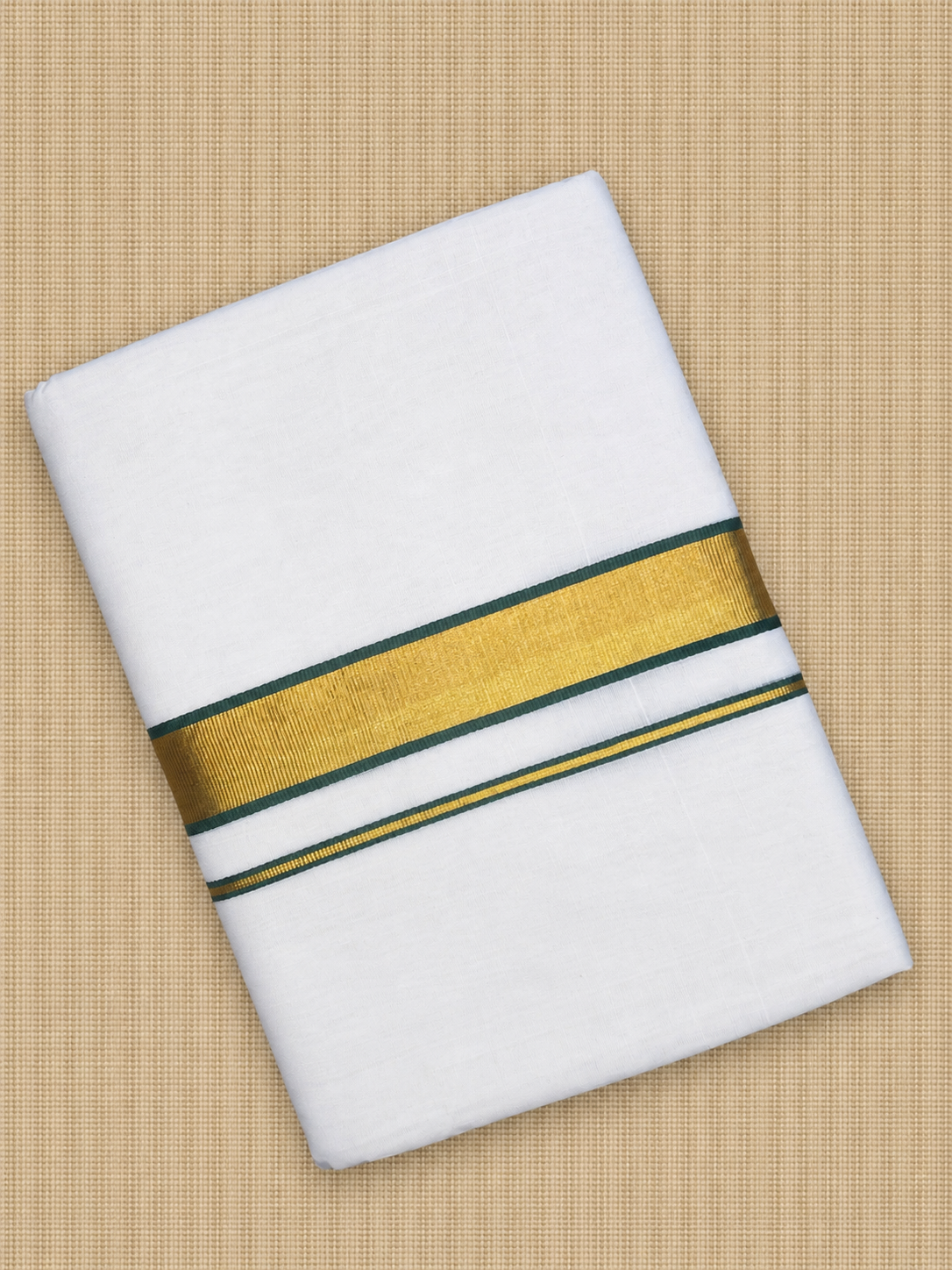 Rich Gold Zari-White Handloom Dhothi
