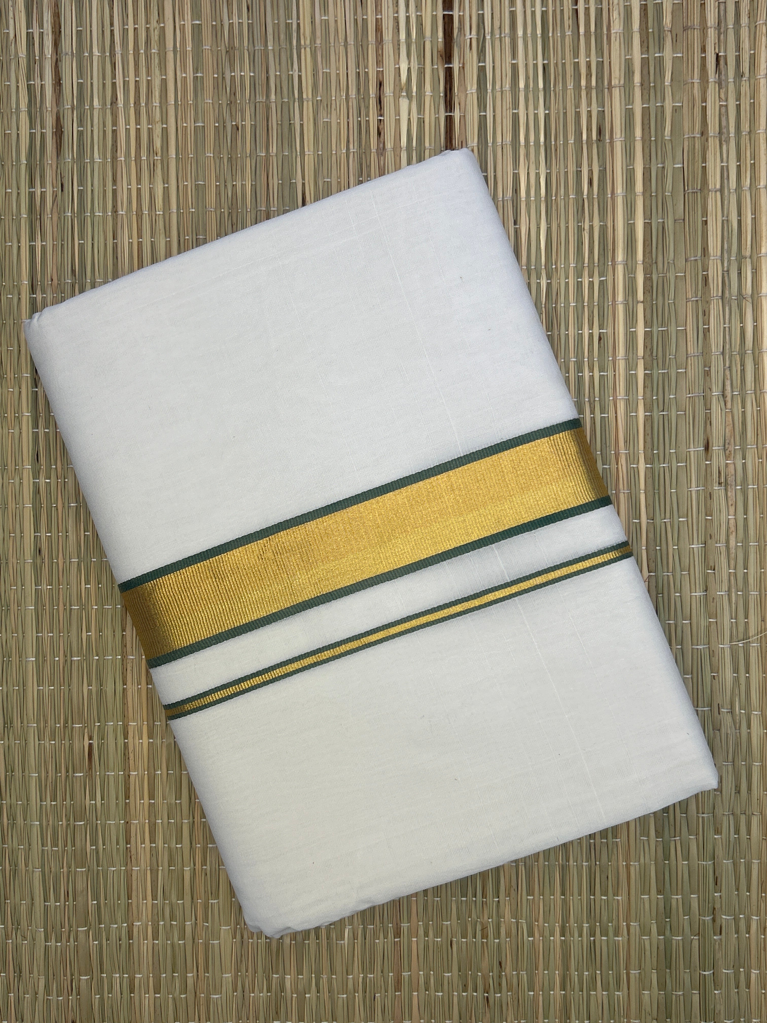 Rich Gold Zari-White Handloom Dhothi