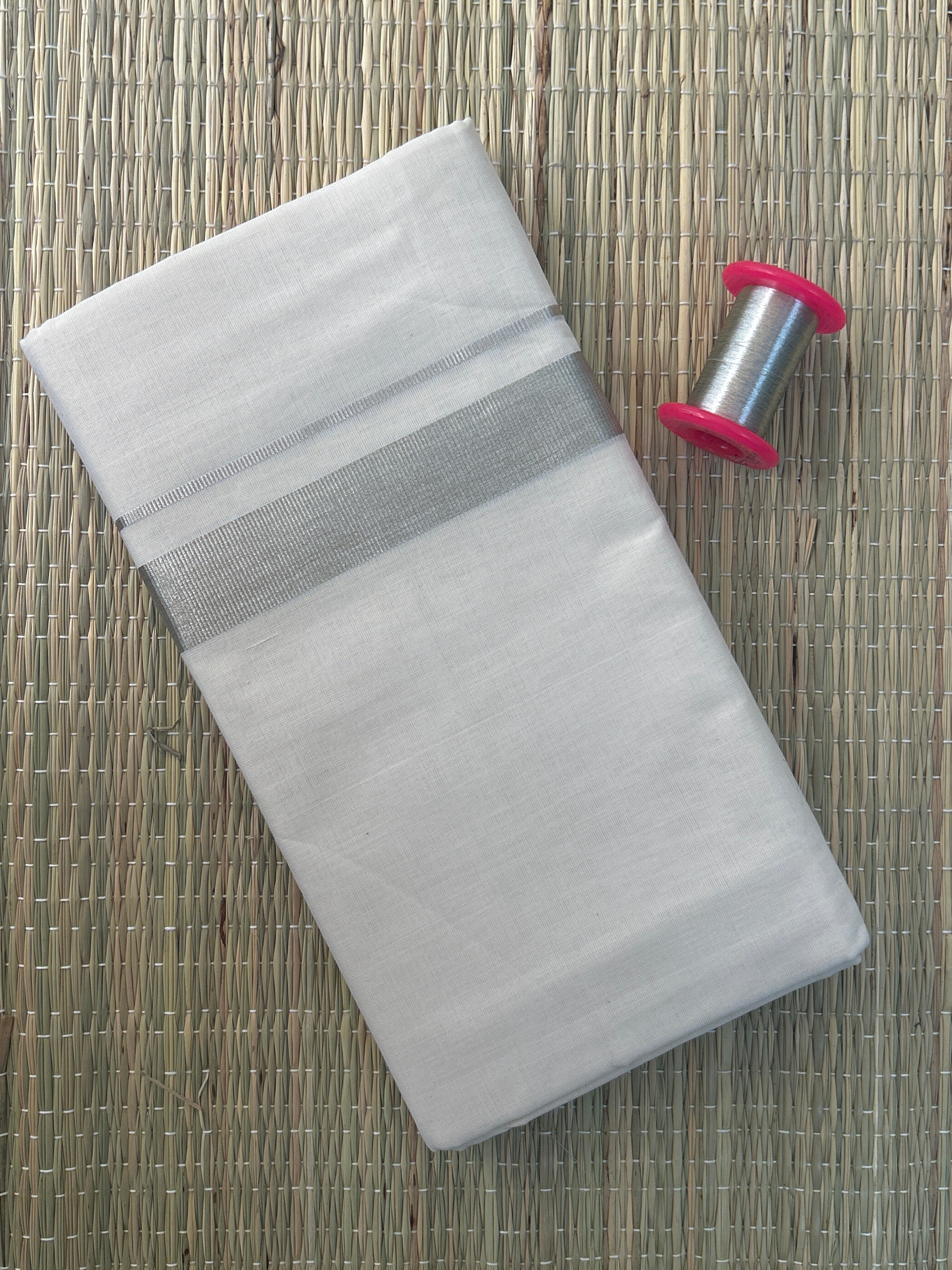 Silver Zari-White Handloom Dhothi
