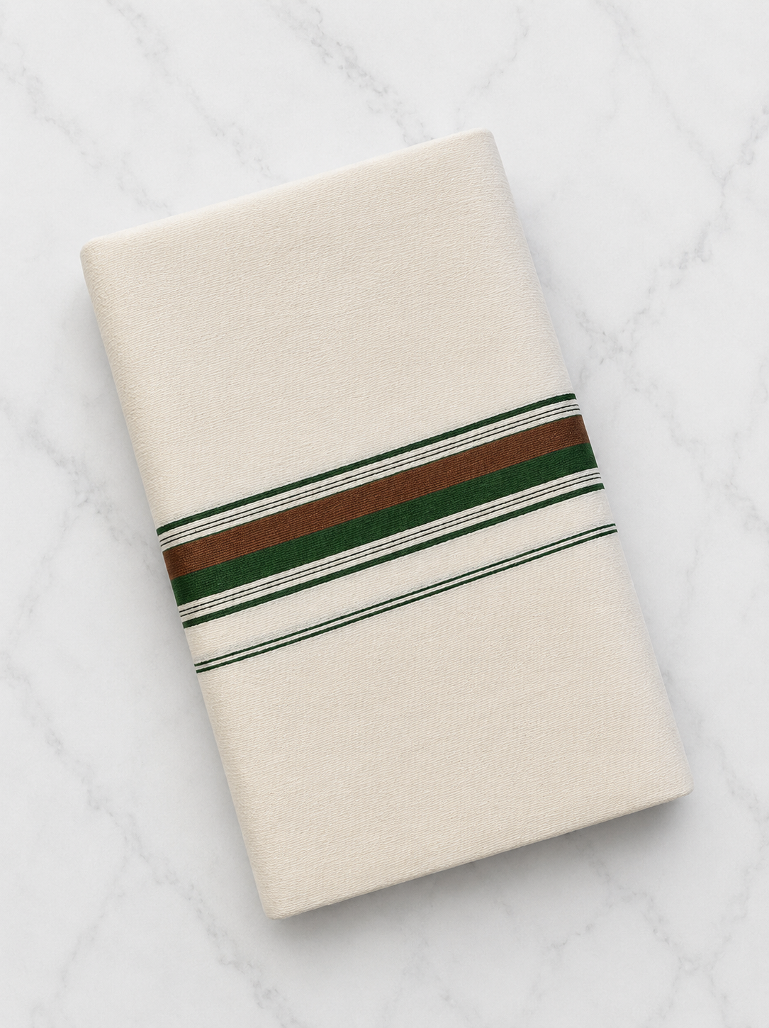 Green and Copper Zari-White Handloom Dhothi