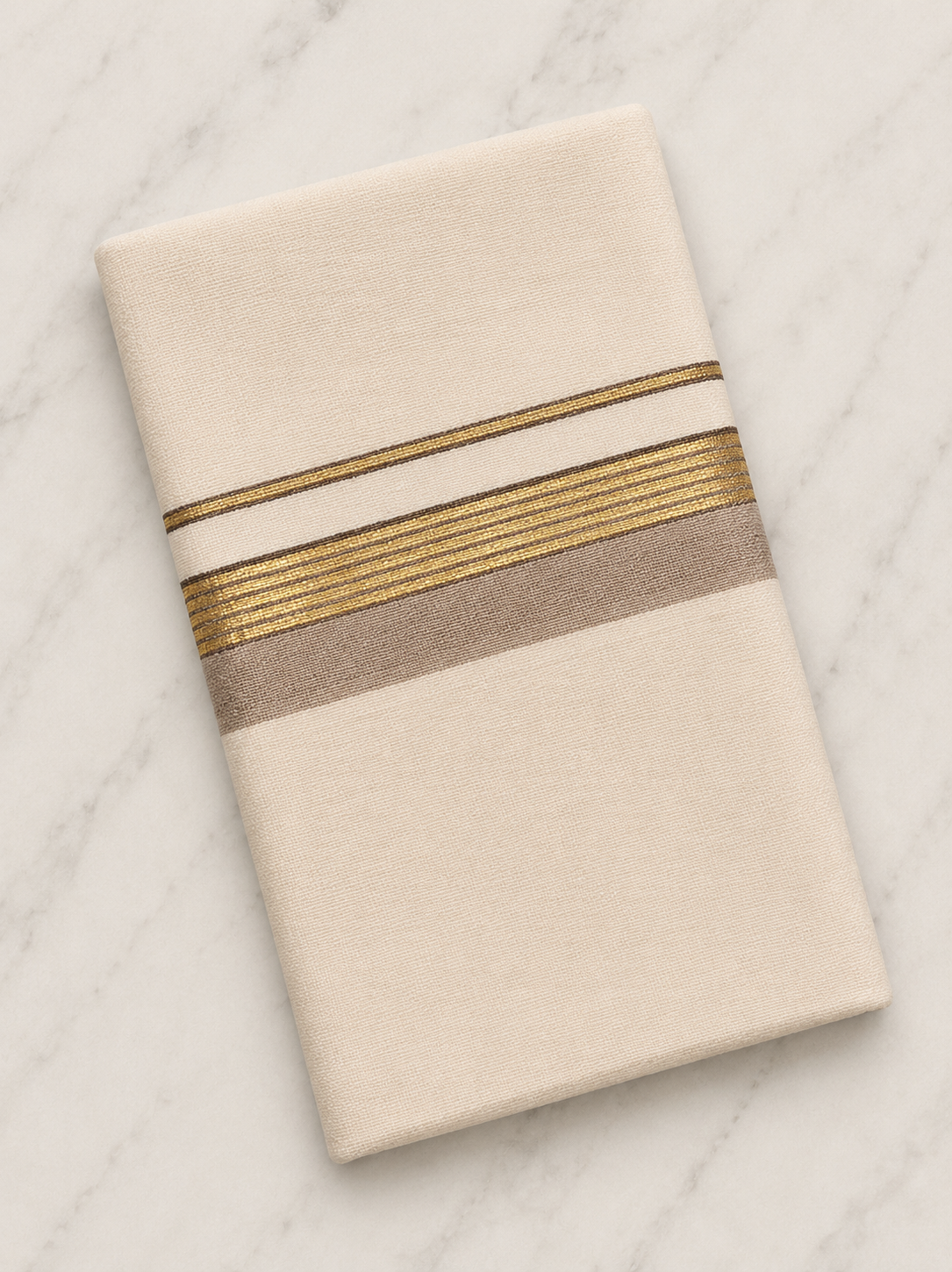 Gold and Taupe Zari-Off White Handloom Dhothi