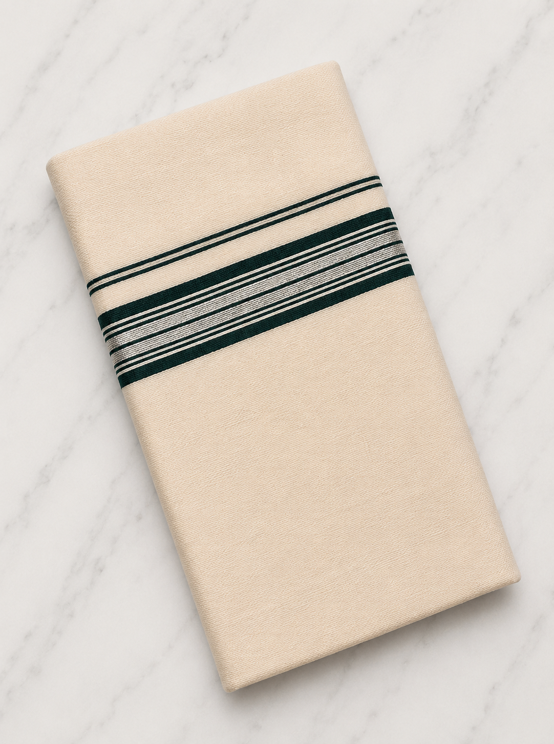 Dark Green Zari-Off White Handloom Dhothi