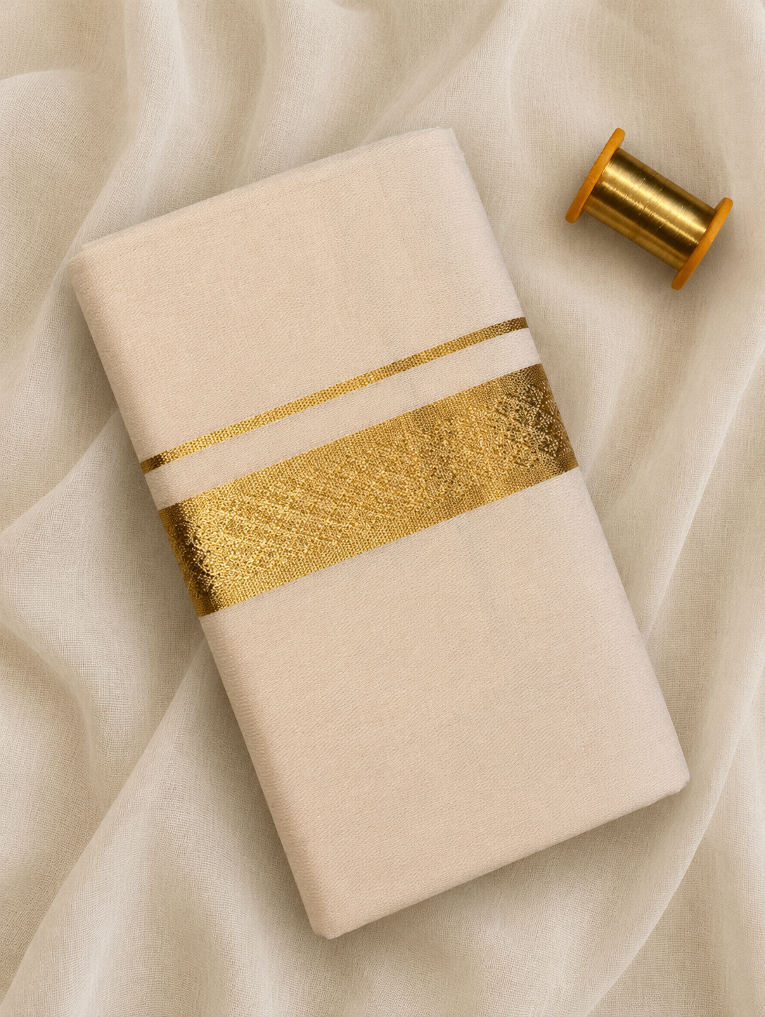 Gold Zari-Off White Handloom Dhothi