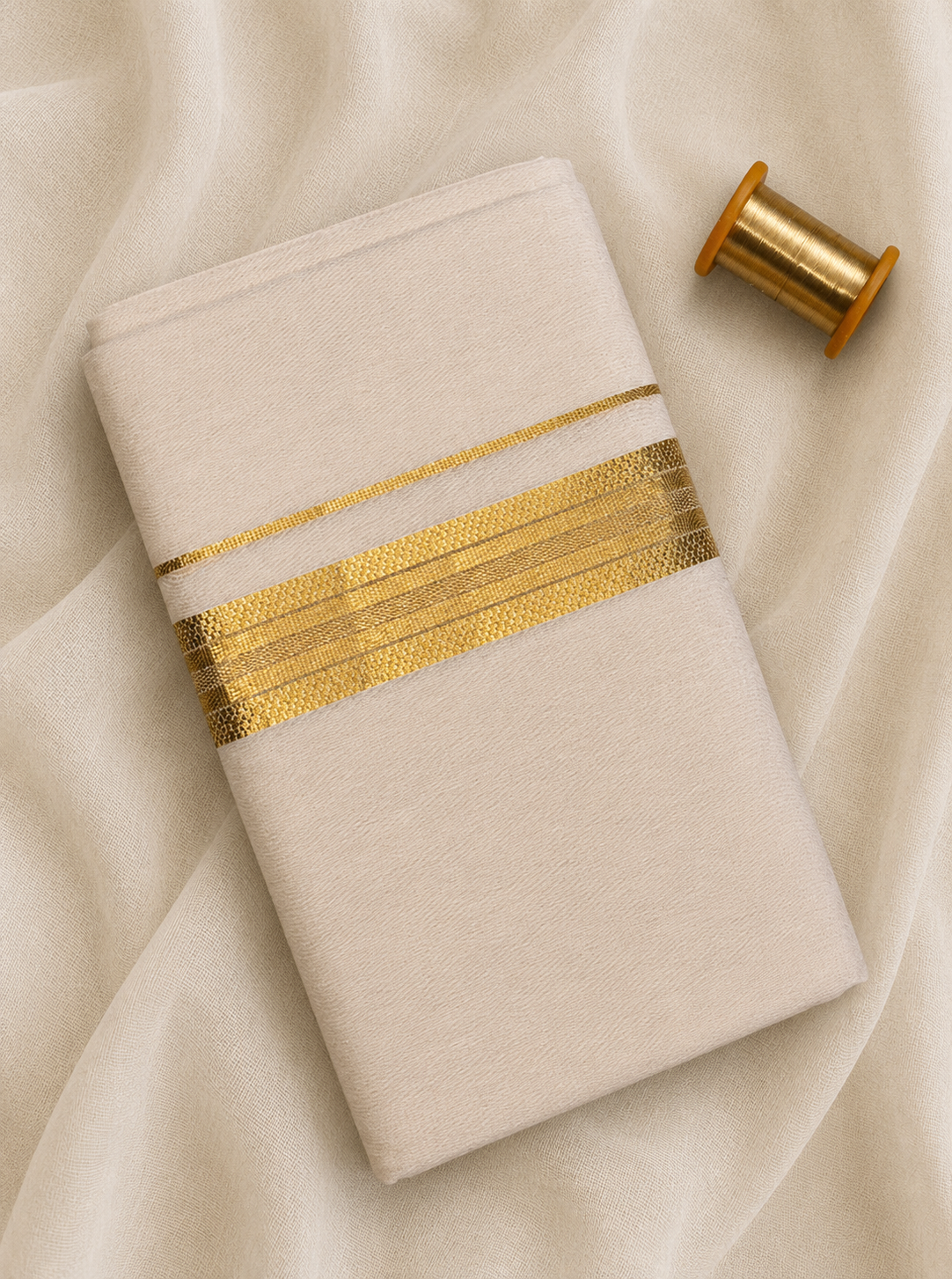 Gold Zari-Off White Handloom Dhothi