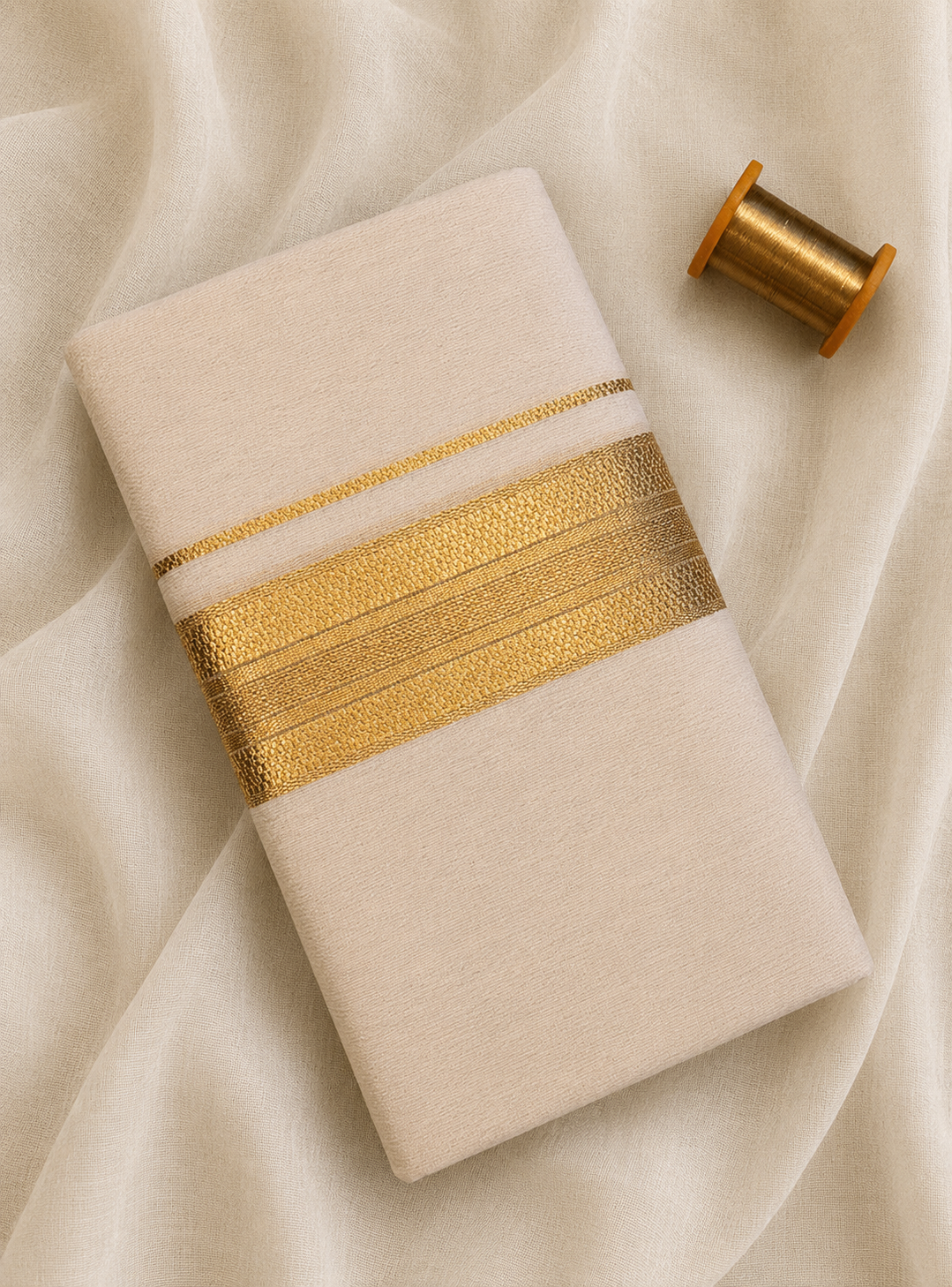 Gold Zari-Off White Handloom Dhothi