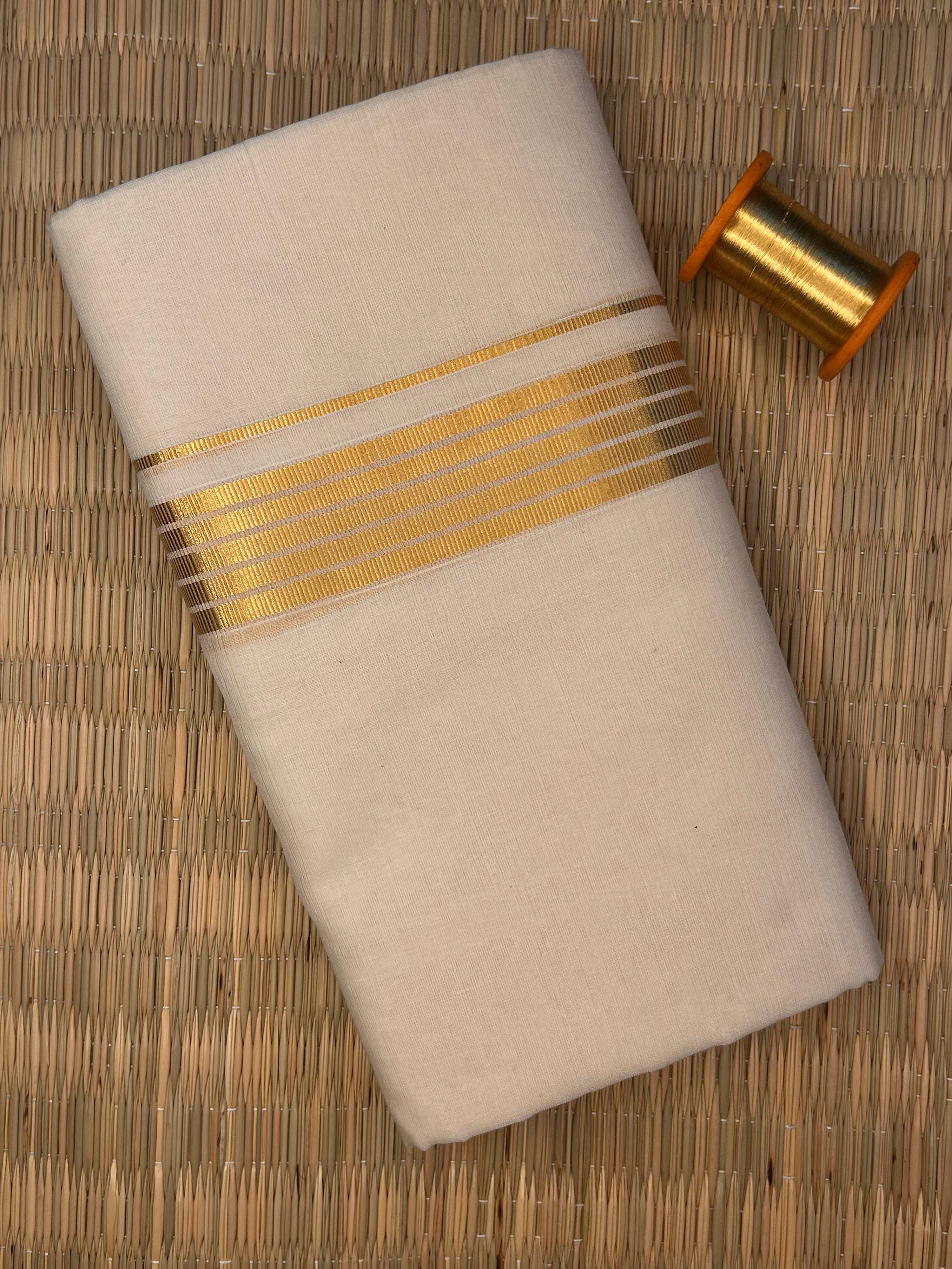Gold Zari-Off White Handloom Dhothi